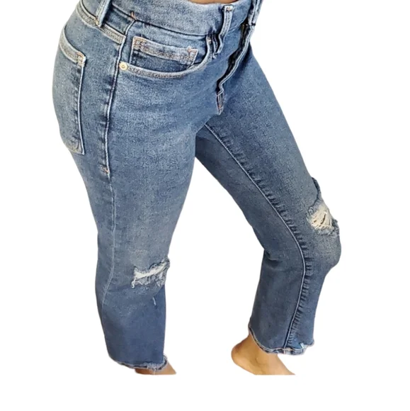 Good American distress blue crop ankle distressed jeans size 4/27 - Picture 1 of 13